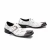 Nuovo marca quadrata maschile per uomini vere scarpe da abbigliamento in pelle uomini uomini white chaussures hommes business party, dimensioni EU38-46 EA9F