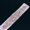 Pink Rhinestone Bidal Waist Belt Perle perle nastro satinato trim applique abito da sposa abito accessori
