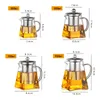 350/550/750/950ML Teiera in vetro borosilicato Resistente al calore Teiera in vetro quadrato Tè Infusore Filtro Latte Fiore Oolong Teiera Tè in acciaio