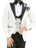 Knappe GroomsMen One Button Bruidegom Tuxedos Peak Revers Mannen Past Huwelijk / Prom / Diner Man Blazer (Jas + Broek + Tie + Vest) W591