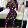 Frauen Jumpsuits Strampler Designer Pyjama Nachtwäsche Body Workout Skinny Hot Print V-Ausschnitt Langarm Hosen Damen Home Pyjamas Strampler