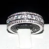 Solido vintage 925 Sterling Sterling Diamond Diamond Diamond Finger Engagement Engagement Eternal Band Sets per donne gioielli