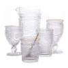 Geprägte Sonnenblumenweingläser Wasser Krug Eiskurse Punch Punch Cup Sangria Goblet Clear Glass Tumbler für Picknick im Freien