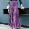 バノビッチ春のメッシュファッション女性のスカートソリッドカラー野生の綿カジュアル女性ヨーロッパの弾性ウエスト210615