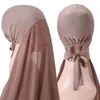 Omedelbar chiffonghijab med en motorhuv under halsduk unik design chiffong hijab halsduk för muslimska kvinnor sjal