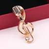 Gold Color Microphone Music Note Brooches Enamel Pin For Women Men Singer Party Concert Accessories Gift Jewelry