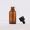 Amber Glass Essential Oil Perfume Bottle Liquid Reagent Pipette Dropper Container with White Black Childproof Cap