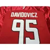 001 Rutgers Scarlet Knight Justin Davidovicz #95 real Full embroidery College Jersey Size S-4XL or custom any name or number jersey