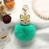 Mignon Animal Pom Pom Porte-clés Bonne qualité Durable Fausse Fourrure Moelleux Porte-clés pour Femmes Fille Diamants Puff Ball porte-clés Bijoux