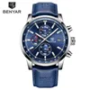 BENYAR Orologi da uomo Luxury Top Brand Cronografo al quarzo Orologio Moda Sport Automatico Data Orologio da uomo in pelle Relogio Masculino 210728