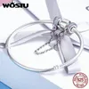 Wostu Quente 925 Sterling Silver Paver Pavimes Inspiração Cadeia de Segurança CHAME Rosa Azul CZ Fit Original Grânulos Pulseira Jóias Presente Fic379 Q0531