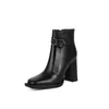 Bottes courtes d'hiver femmes concepteur bout rond bloc talon haut doux naturel en cuir véritable fête de mariage mode luxe plate-forme dame WARORWAR marque YN48-B970-3