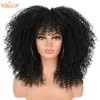 Kurzhaar Afro Kinky Curly Perücken mit Pony für schwarze Frauen afrikanische synthetische Ombre glühlos blonde braune Cosplay -Perücken 16Faktorisch Direkt