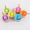 Kids Ice Cream Bowls Ice Cup Paren Bowl Gifts Dessert Containerhouder met lepel Beste kinderen Geschenktoevoer W-00726