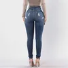 2022 Jeans da donna sexy firmati a vita alta pantaloni in denim elastici alti pantaloni attillati traforati con piede piccolo