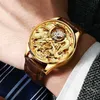 Bekijk merk OUPINKE Luxe luxe gouden mechanisch horloge voor mannen Tourbillon Sapphire Dragon Leather Watten Hand Wind Waterdicht geen batterij