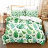 Bettwäsche-Sets 3D-grüne Palmblätter-Set Mode Bettbezug Kissenbezüge für Zuhause Schlafzimmer Luxusbett 2/3 Stück Böhmische Tröster