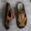 Sandálias dos homens de verão Genuine Leather Luxo Homens Chinelos Roman Designer Sandálias Masculinas Homem Soft Homem ao ar livre Plus Size 47 48