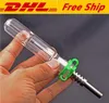 Dhl free Glass Oil Burner Water Bong inline filter tube thick Smoking Wate pipe with 14mm male with Titanium Quartz Tip recycler dab bong