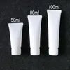 50ml/80ml/100ml Cosmetic Tube Squeeze Facial Cream Container Screw Cap Matte White Refillable Skin Care Lotion Travel Bottle