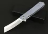 Flipper Folding Knife 8Cr14Mov Satin Tanto Blade G10 + Stainless Steel Handle Ball Bearing Fast-opening EDC Pocket Knives HH01