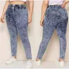 Plus Size Elastische Hoge Taille Sneeuw Wassen Potlood Broek Casual Dames Jeans 3 4 5XL Dames Stretch Lange Denim Pant Broeken Mom 210629