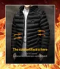 Saz hommes hiver chaud USB vestes chauffantes Thermostat intelligent couleur Pure à capuche vêtements chauffants imperméable coton veste 211214