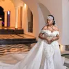 2021 Plus rozmiar arabski Aso Ebi luksusowe kryształy koronkowe suknie ślubne syrenka zroszony suknie ślubne Sexy suknie ślubne w stylu Vintage ZJ236