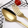 4Pcs/Set Gold Cutlery Knife Flatware Set Stainless Steel Tableware Western Dinnerware Fork Spoon Steak Travel Dinnerware Set DH9466