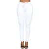 pants woman high waist pants Solid Skinny Cargo Pant Pockets Drawstring Joggers Trousers Summer Leggings Casual Pencil