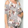 Moderskapsklänningar mode blommig tryckt sundress sommar strand lång spaghetti band klänning kläder för gravida kvinnor 4JH