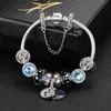 Novo 925 Prata Original Pandoras Blue Star Lua Cristal Pulseira De Vidro Charme Bead Pingente Pulseiras Para As Mulheres DIY Jóias Presentes