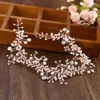 Trixy H233 3 Färger Headband Rhinestone Pearl Smycken Kvinnor Bröllop Hårband Alloy Leaves Bridal Headpiece