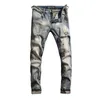 Włoski Styl Moda Mężczyźni Dżinsy Wysokiej Jakości Elastyczne Slim Fit Ripped Denim Spodnie Patchwork Streetwear Designer Hip Hop Spodnie