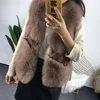 Dames bont faux vest 2021 echte mode luxe dikke warme jas vesten vrouwen jassen manteau femme 827 yy402