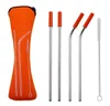 2021 Straws Portable Silicone Tip Cover Stainless Steel Straws Straight Bent Drinking 30 20oz Straws Travel Neoprene Storage zipper Bag