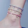 Plaża Butterfly Anklets Dla Kobiet Rhinestone Złoty Alfabet Kubański Link Anklet Bransoletka Boho Biżuteria Boże Narodzenie prezent