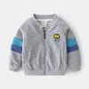 Children's zipper jacket boys V-neck cardigan baby sleeves fashion sweatshirt Korean children's clothing top 7080 29 210622