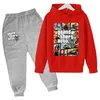 2021 Nyaste Barn Casual Mode Kläder Game 5 Hoodies Gta Street Ytterkläder Pojkar Hip Hop kostym Barn Sweatshirt+byxor 4-14Y