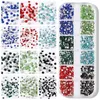 Partihandel DIY Nail Art Diamanter 12 Grids / Box Glitter AB Glaskristaller Mixed Style Flat Back Round Design Nails Rhinestones Jewels Charms