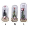 Christmas Decorations Desktop Gift Po Prop Office Glass Dome With LED Light Portable Kids Artificial Ornament Mini Tree Party Home Decor