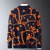 Мужские тонкие свитер осень пуловер свитер трикотажные тонкие пригодные для печатных графических мужчин свитер рубашка с длинным рукавом круглые шеи пуловеры 210809