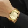 Relogios Masculino WWOOR Mens Watch Top Luxury Gold Quartz Calandar Clock Hommes Golden Stainless Steel Sport Watch Erkek Kol Saati 210804