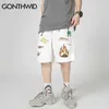 GONTHWID Fire Flame Cactus Print Destroyed Ripped Baggy Denim Jean Shorts Streetwear Hip Hop Casual Jeans Short Pants Black 210716