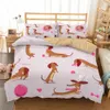 Homesky Jamnik Kiełbasa Pościel Zestaw Cartoon Puppy Duvet Cover Cute Dog Print King Queen 3szt Bed Home Textiles 210615