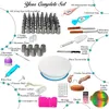 124 PCS Cake Decorating Kit Icing Tips Turntabla konditorispåsar Koppare Krämmunstycken Bakningsverktyg Set för muffins Cookies Y200618