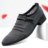 Kleidschuhe Echtes Leder Italienische Hochzeit 46 Männer Business Spitze Zehen Leinwand Schwarz Slip On Oxfords Formeller Mann