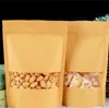 Gıda Nem Bariyer Çanta Paketleme Sızdırmazlık Kılıfı Kahverengi Kraft Kağıt Doypack Kılıfı Temizle Pencere ile 192 S2