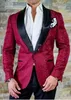 2021 Mode Hommes Blanc Tuxedos De Mariage Dentelle Deux Pièces Costume Un Bouton Châle Revers Mâle Marié Porter Costumes Pour Hommes Blazers (Veste + Pantalon)