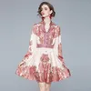 Femmes Printemps Designer Vintage Floral Print Shirt Dress Femme Élégante Robe De Soirée De Bureau Lady Sexy Col En V Robes Décontractées Vestidos 210525